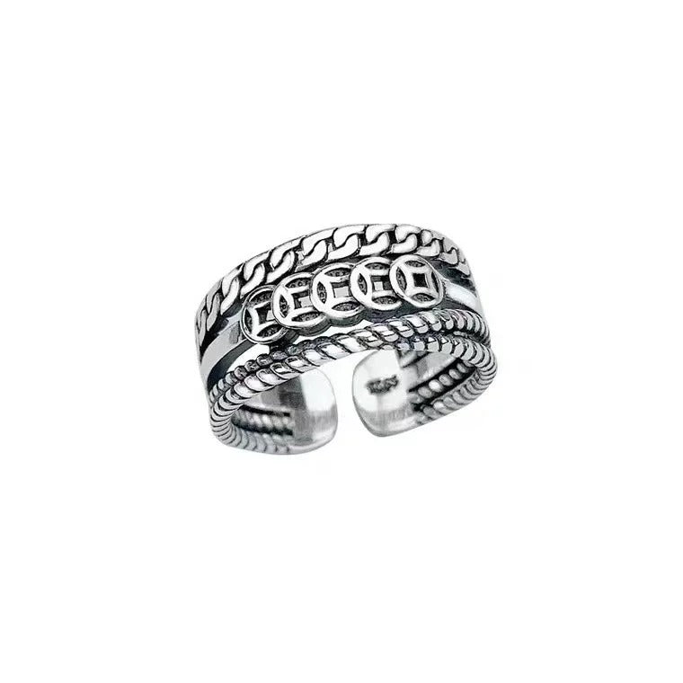 Vintage Silver Hollow Ivy Ring