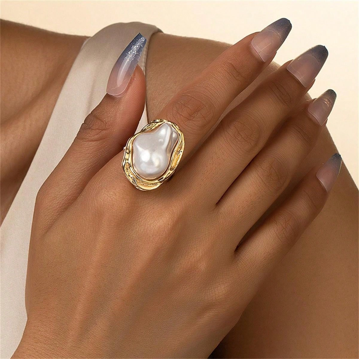 Vintage Natural Inlaid Stone Leaf Ring