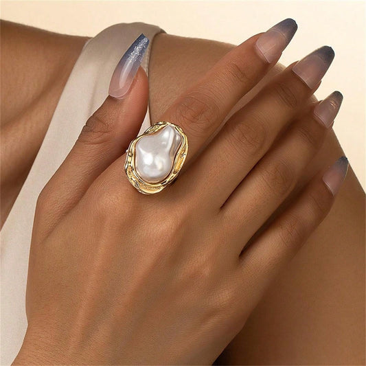 Vintage Natural Inlaid Stone Leaf Ring
