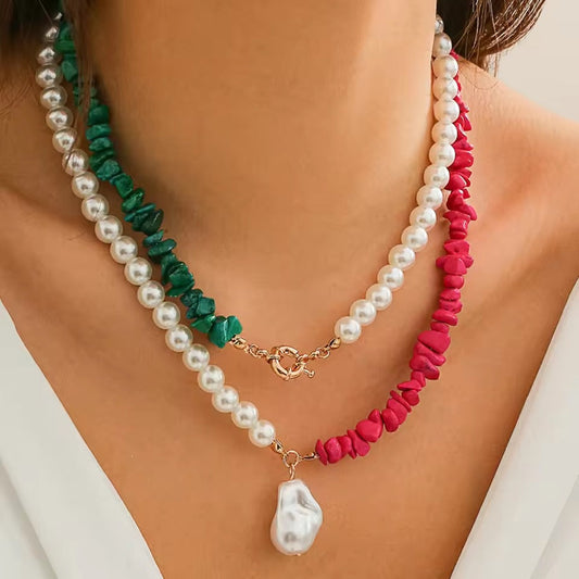Elegant colorful baroque pearl necklace