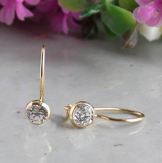Vintage Earrings with Crystal Inlay